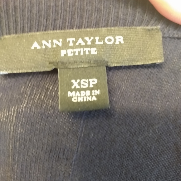 Ann Taylor Petite XS Cardigan Button Front Woman Cotton dark Macadamia  argyle - Picture 5 of 5